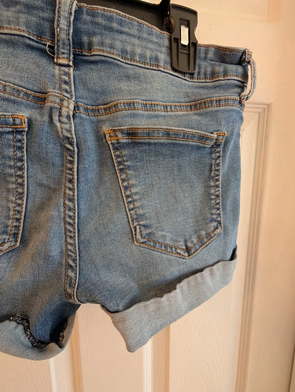 Light Blue Cuffed Denim Jean Shorts